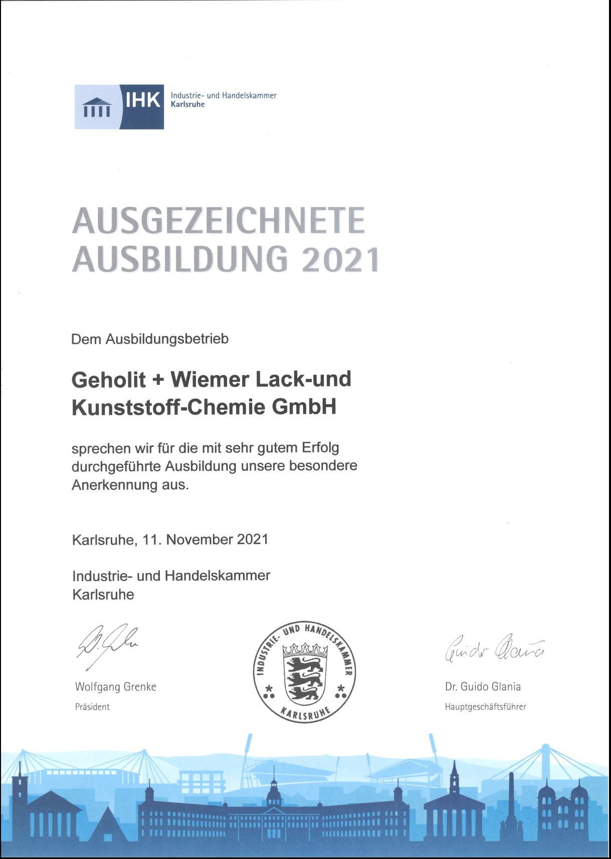 Auszeichnung der IHK Karlsruhe