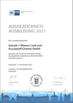 Auszeichnung-Ausbildungsbetrieb-2021-IHK-GEHOLIT-WIEMER